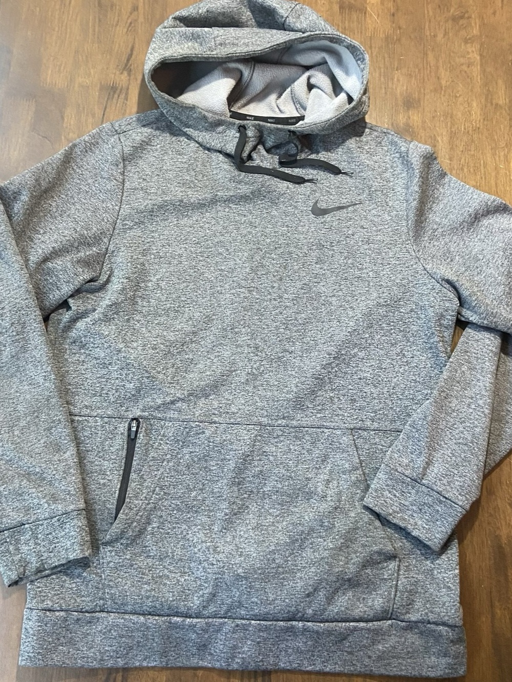 Nike Therma-FIT Hoodie Mens Medium M Grey Fleece Pullover Sweatshirt Zip Pocket
